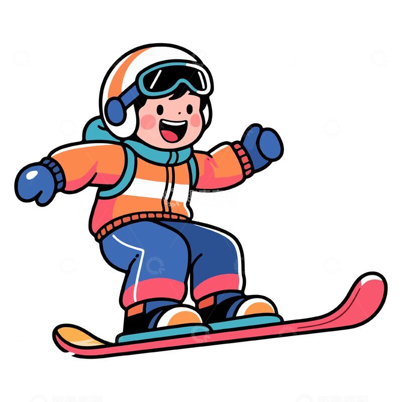 源文件下载【趣麦麦图】-卡通滑雪少年形象设计素材