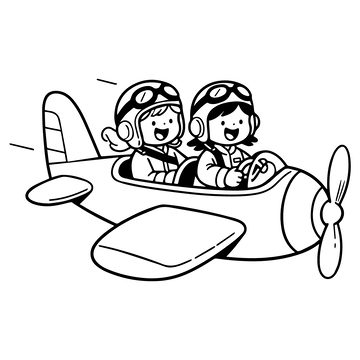 开飞机的小孩卡通人物插画2