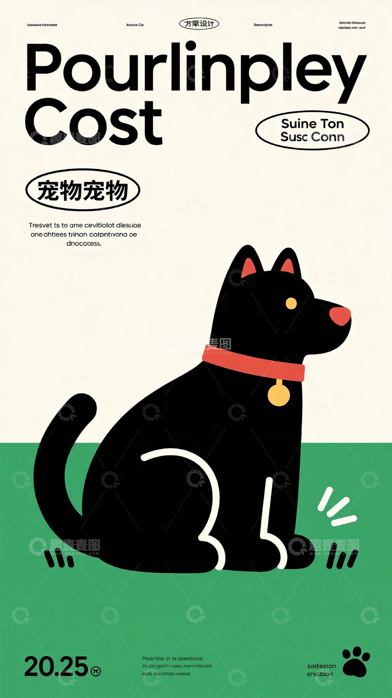 高清大图下载【趣麦麦图】卡通风宠物猫海报设计模板