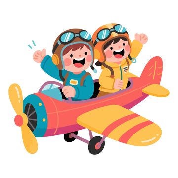 开飞机的小孩卡通人物插画4