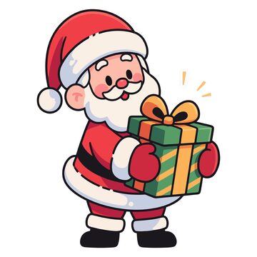卡通圣诞老人送礼物