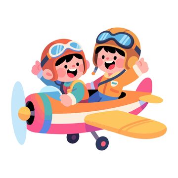 开飞机的小孩卡通人物插画7