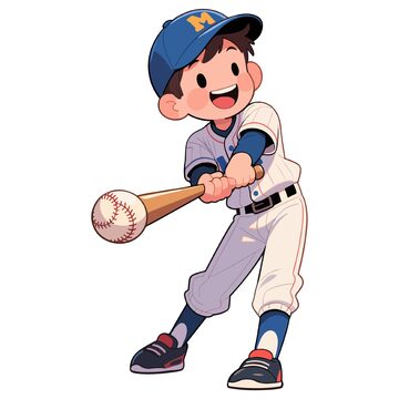 棒球少年动漫风格插画素材