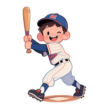 棒球少年卡通插画