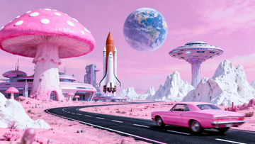 科幻外星风景赛博朋克风绘画素材