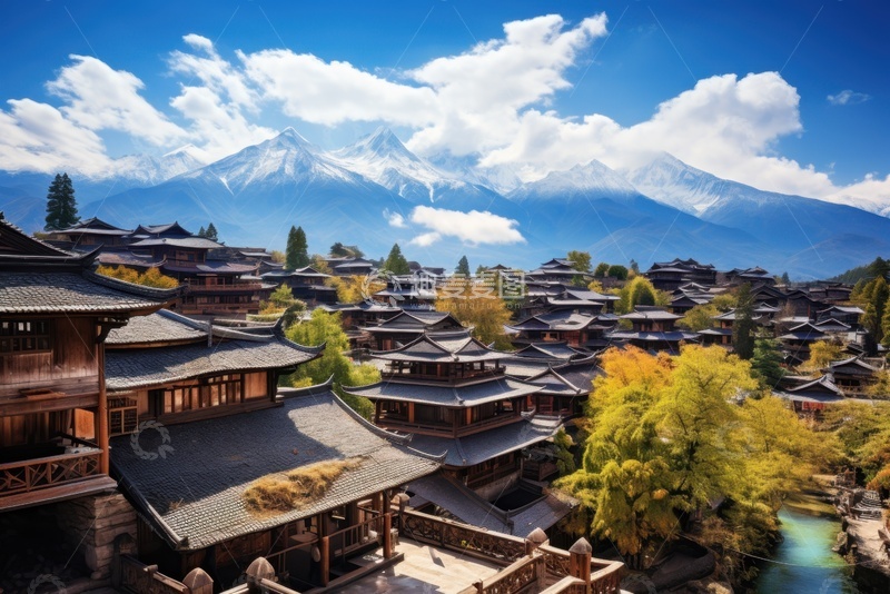 高清大图下载【趣麦麦图】村寨房屋建筑风景