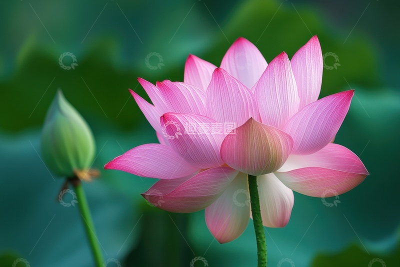 高清大图下载【趣麦麦图】盛开的粉色荷花花朵