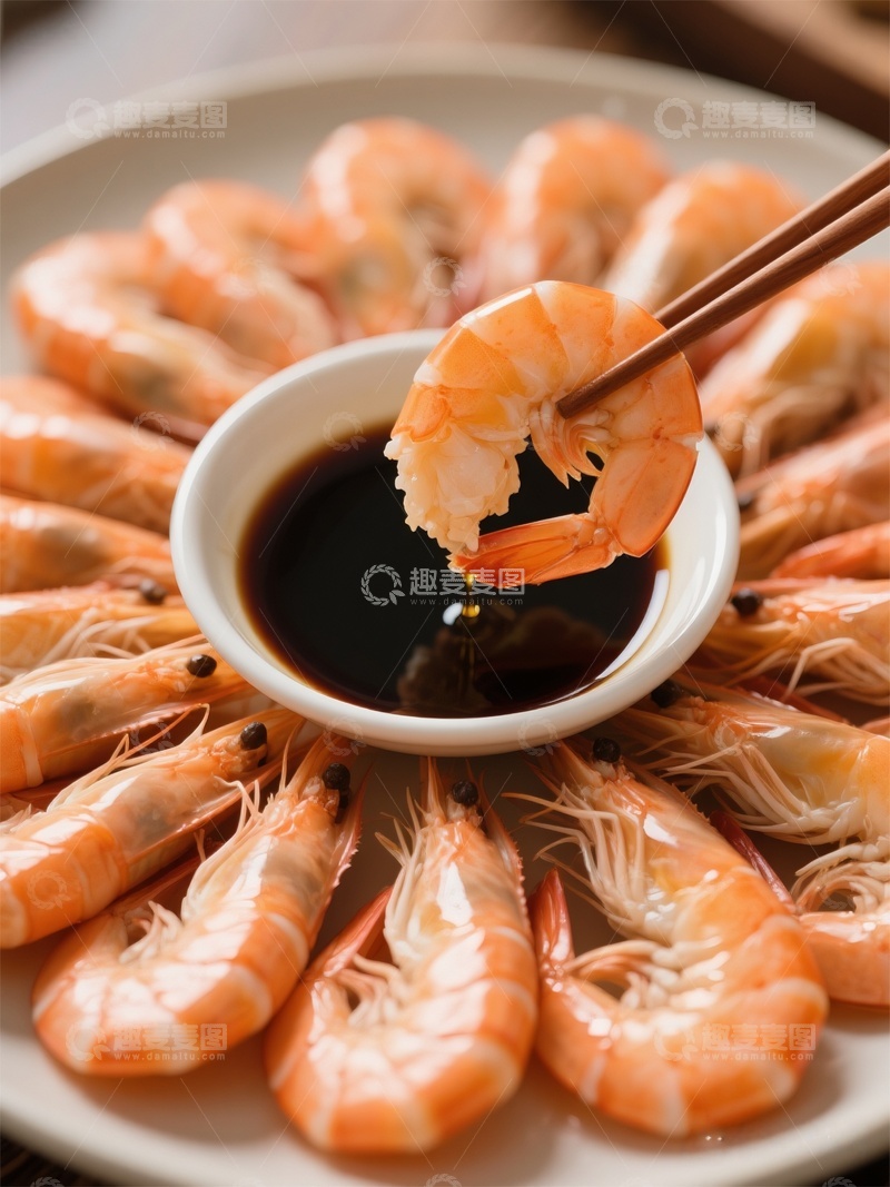 高清大图下载【趣麦麦图】虾盘酱油蘸食美食摄影