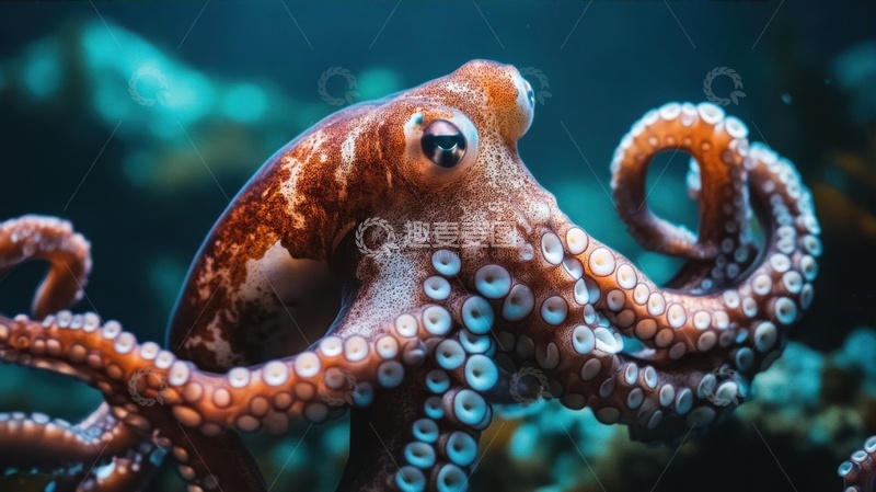 高清大图下载【趣麦麦图】大海里的一只章鱼