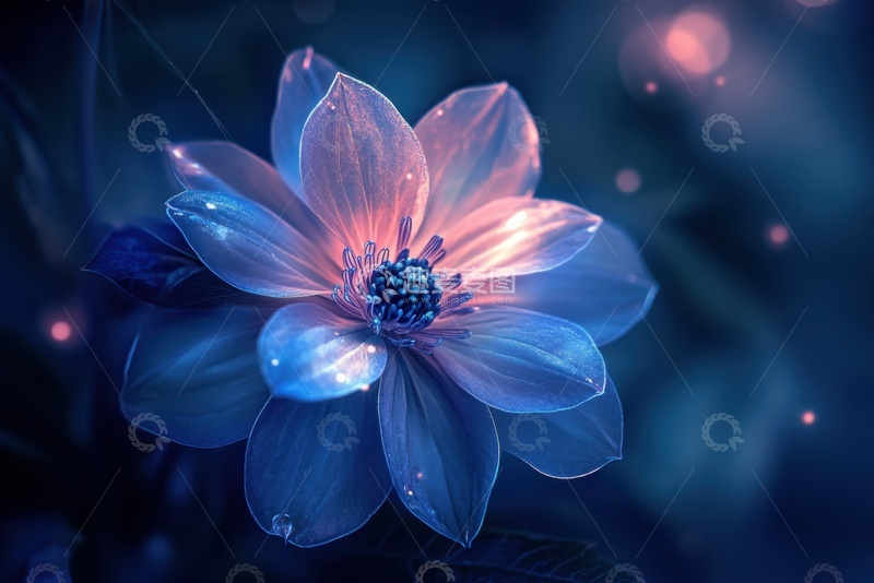 高清大图下载【趣麦麦图】发光的蓝色花朵
