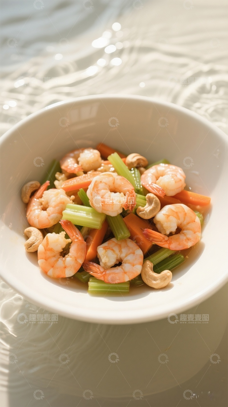 高清大图下载【趣麦麦图】虾仁芹菜腰果美食摄影