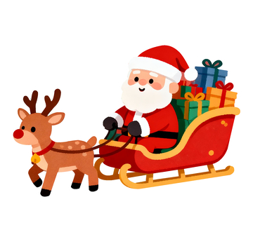 圣诞卡通圣诞老人雪橇插画