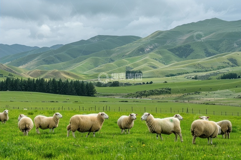 高清大图下载【趣麦麦图】草原上吃草的一群羊