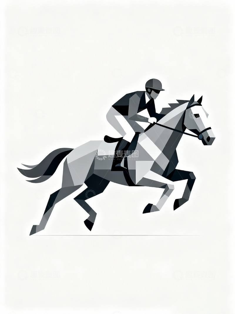 高清大图下载【趣麦麦图】几何块面赛马标志