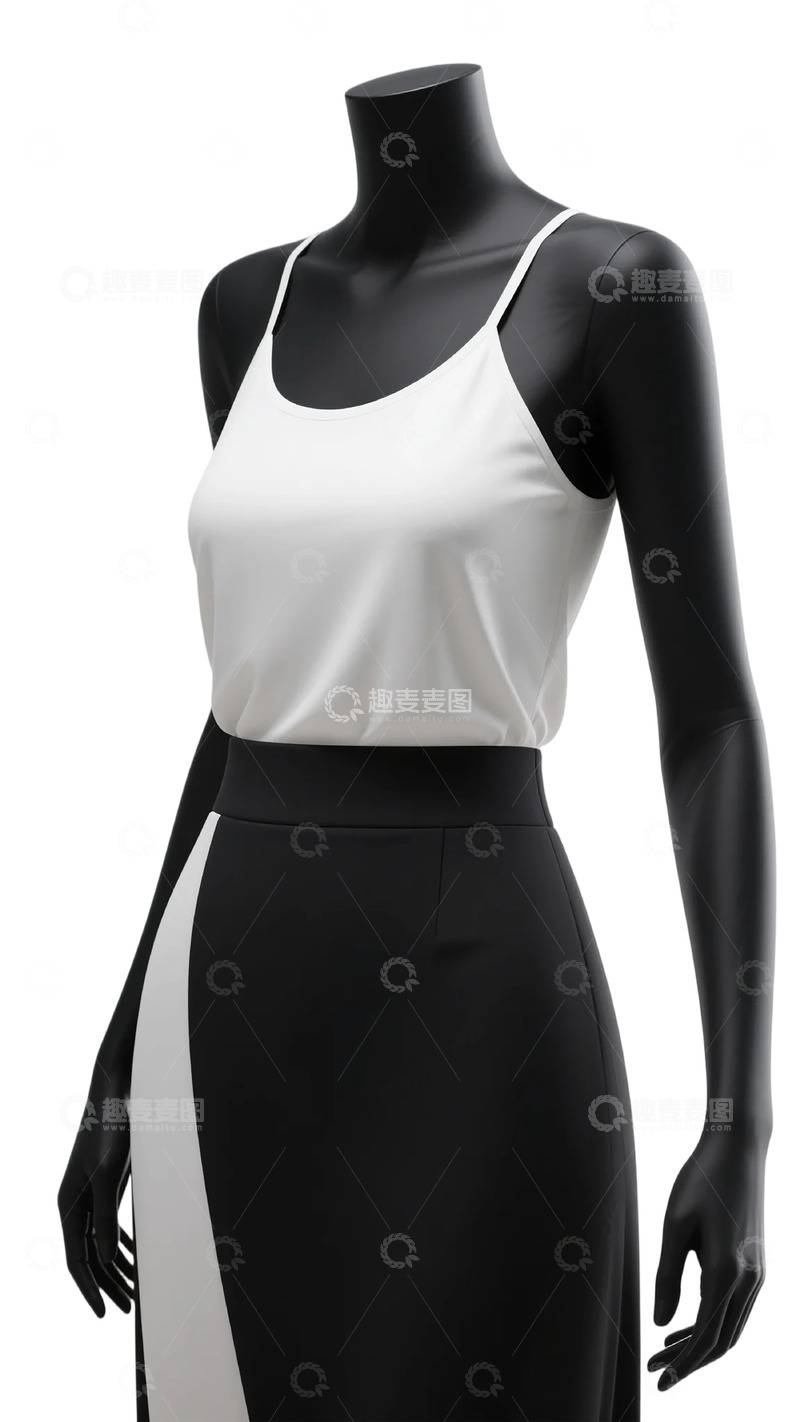 高清大图下载【趣麦麦图】黑白时尚女性上衣搭配模特展示