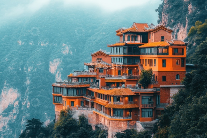 高清大图下载【趣麦麦图】悬崖上的避暑山庄