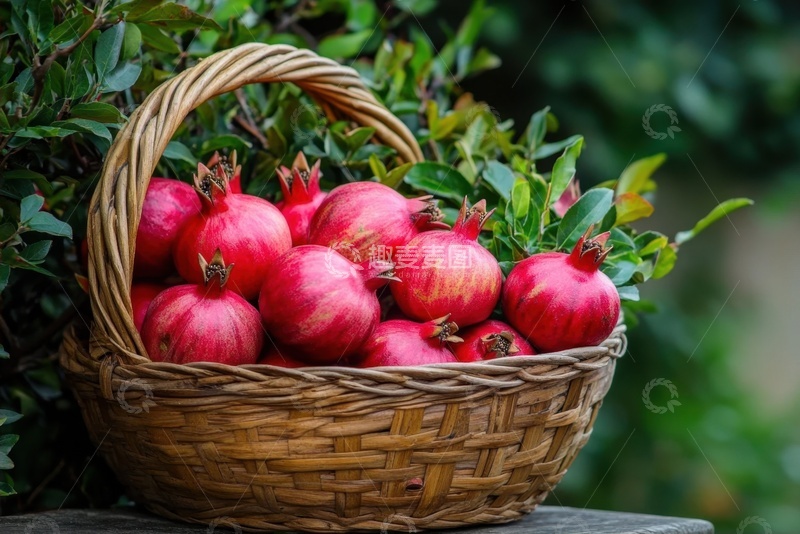 高清大图下载【趣麦麦图】一篮子新鲜的石榴