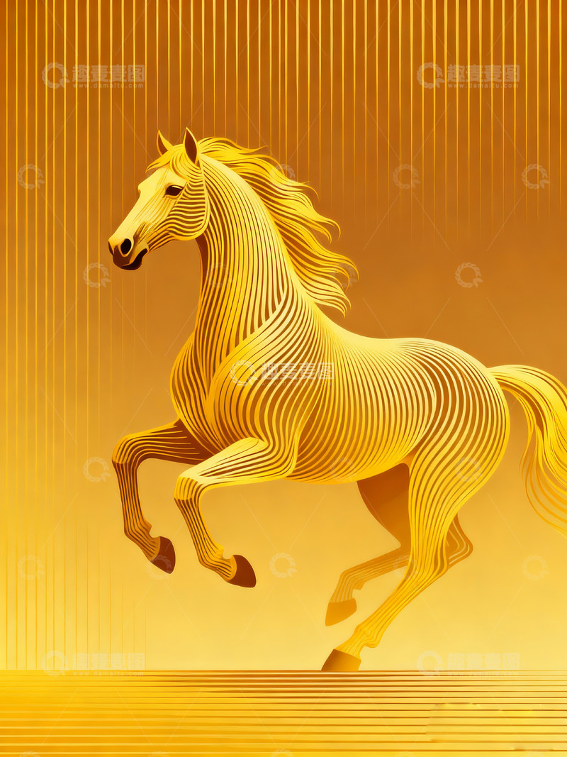 高清大图下载【趣麦麦图】金黄色骏马艺术