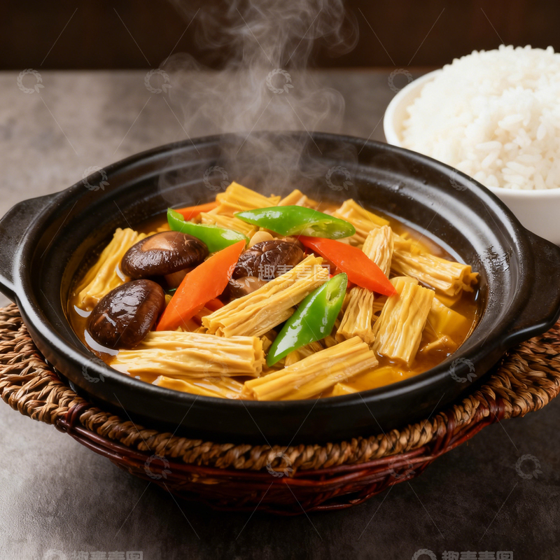 高清大图下载【趣麦麦图】砂锅腐竹煲美食摄影