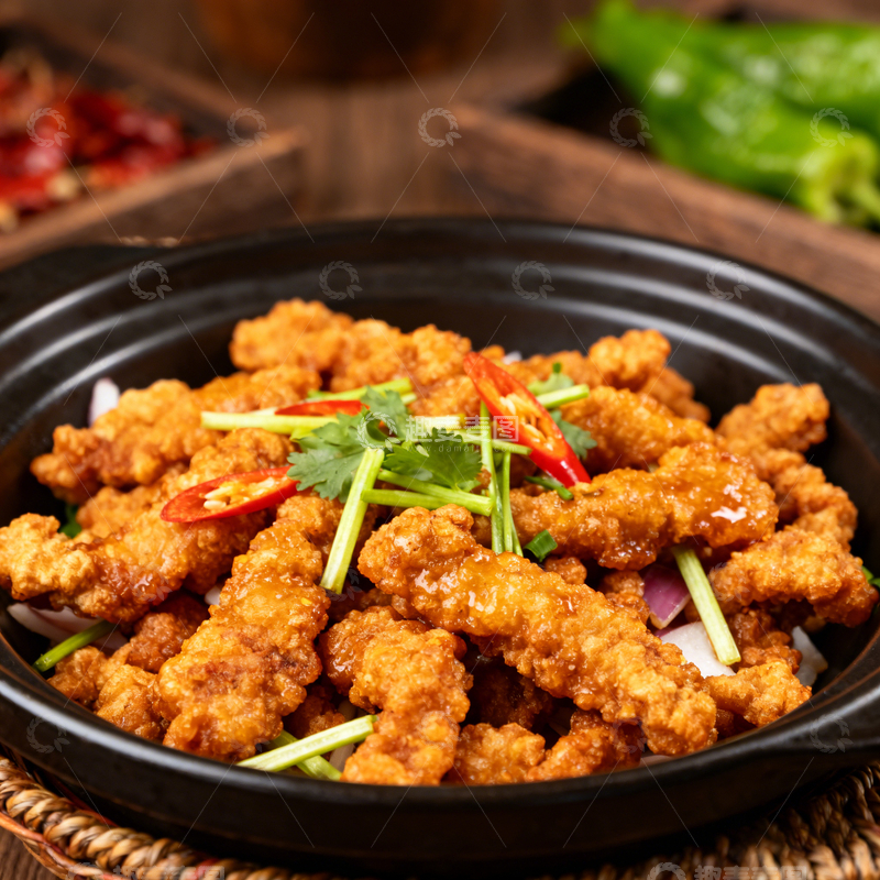 高清大图下载【趣麦麦图】砂锅炸鸡块美食摄影图片