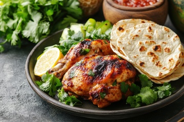 烧鸡和薄饼美食摄影