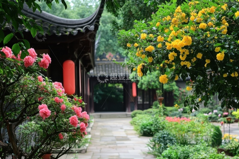 高清大图下载【趣麦麦图】深宅大院建筑花卉