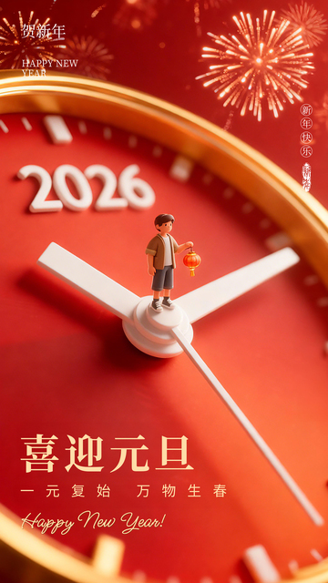 3D简约创意元旦快乐海报