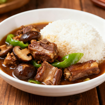 中式红烧牛肉饭美食摄影