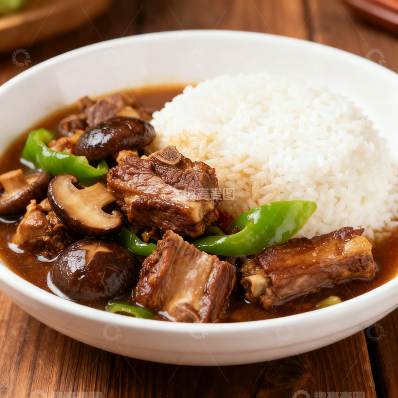 高清大图下载【趣麦麦图】-中式红烧牛肉饭美食摄影
