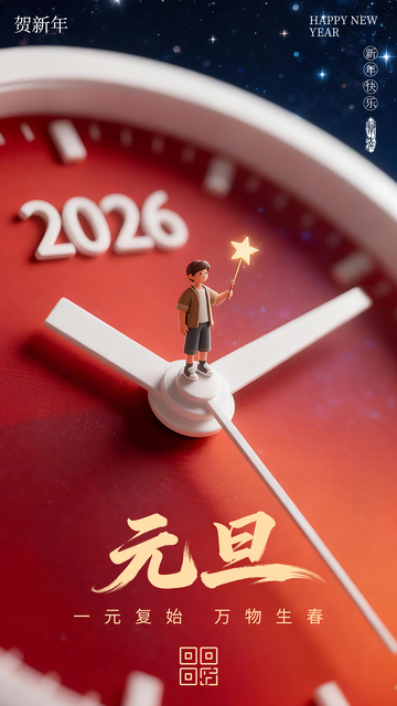 3D创意元旦海报