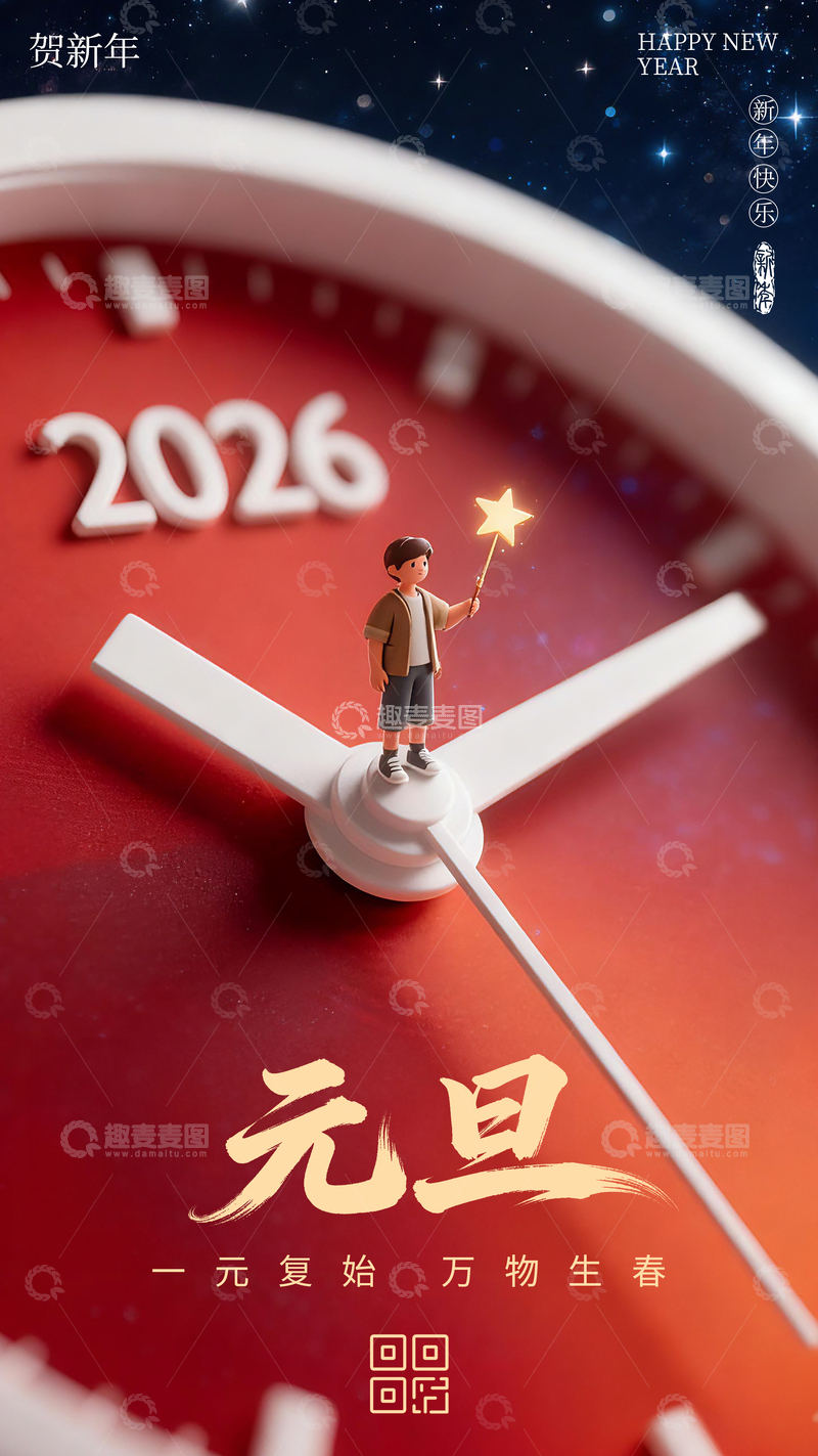 源文件下载【趣麦麦图】-3D创意元旦海报