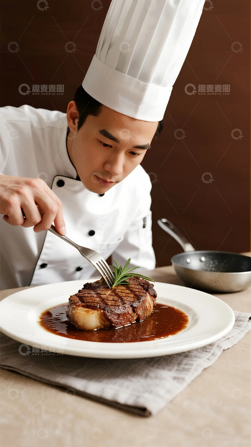 高清大图下载【趣麦麦图】厨师摆盘精致西餐