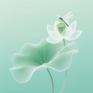 荷花莲蓬绢笔画