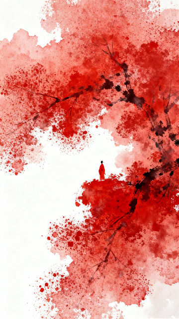 红色渲染东方写意绘画5