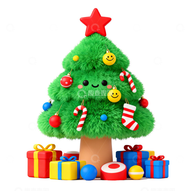 高清大图下载【趣麦麦图】卡通圣诞树礼物