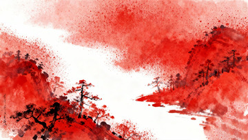 红色渲染东方写意绘画4
