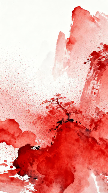红色渲染东方写意绘画2