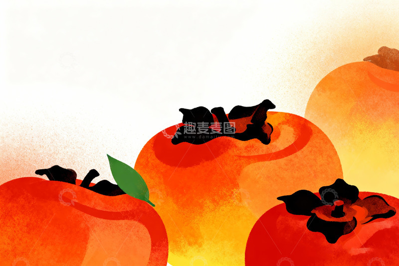 高清大图下载【趣麦麦图】柿子剪影局部特写2