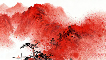 红色渲染东方写意绘画6