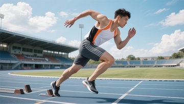 田径赛场短跑冲刺瞬间