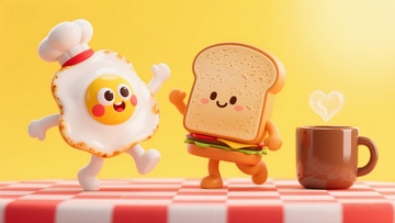 可爱卡通早餐食品设计素材