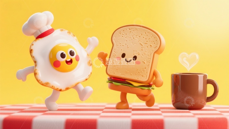 高清大图下载【趣麦麦图】可爱卡通早餐食品设计素材
