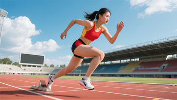 田径赛场奔跑女运动员