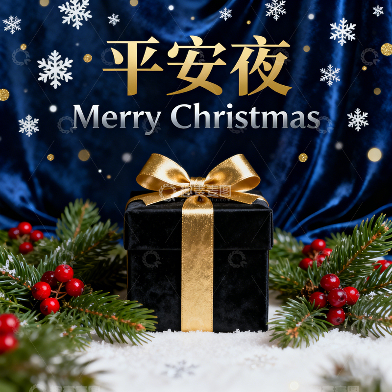 高清大图下载【趣麦麦图】平安夜海报横版