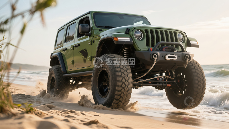 高清大图下载【趣麦麦图】越野车海滩冒险