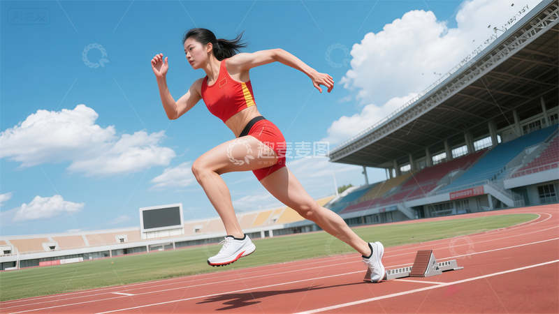 高清大图下载【趣麦麦图】田径女将赛场冲刺