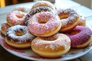 美味的糖霜甜甜圈