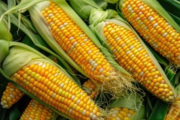 一堆金黄色的玉米棒子