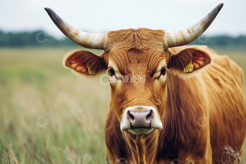 高清大图下载【趣麦麦图】草原上的老黄牛