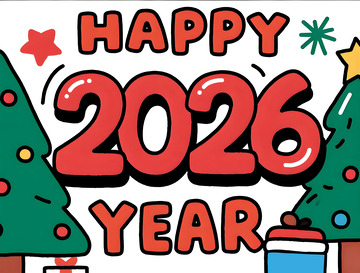 卡通风新年祝福设计素材